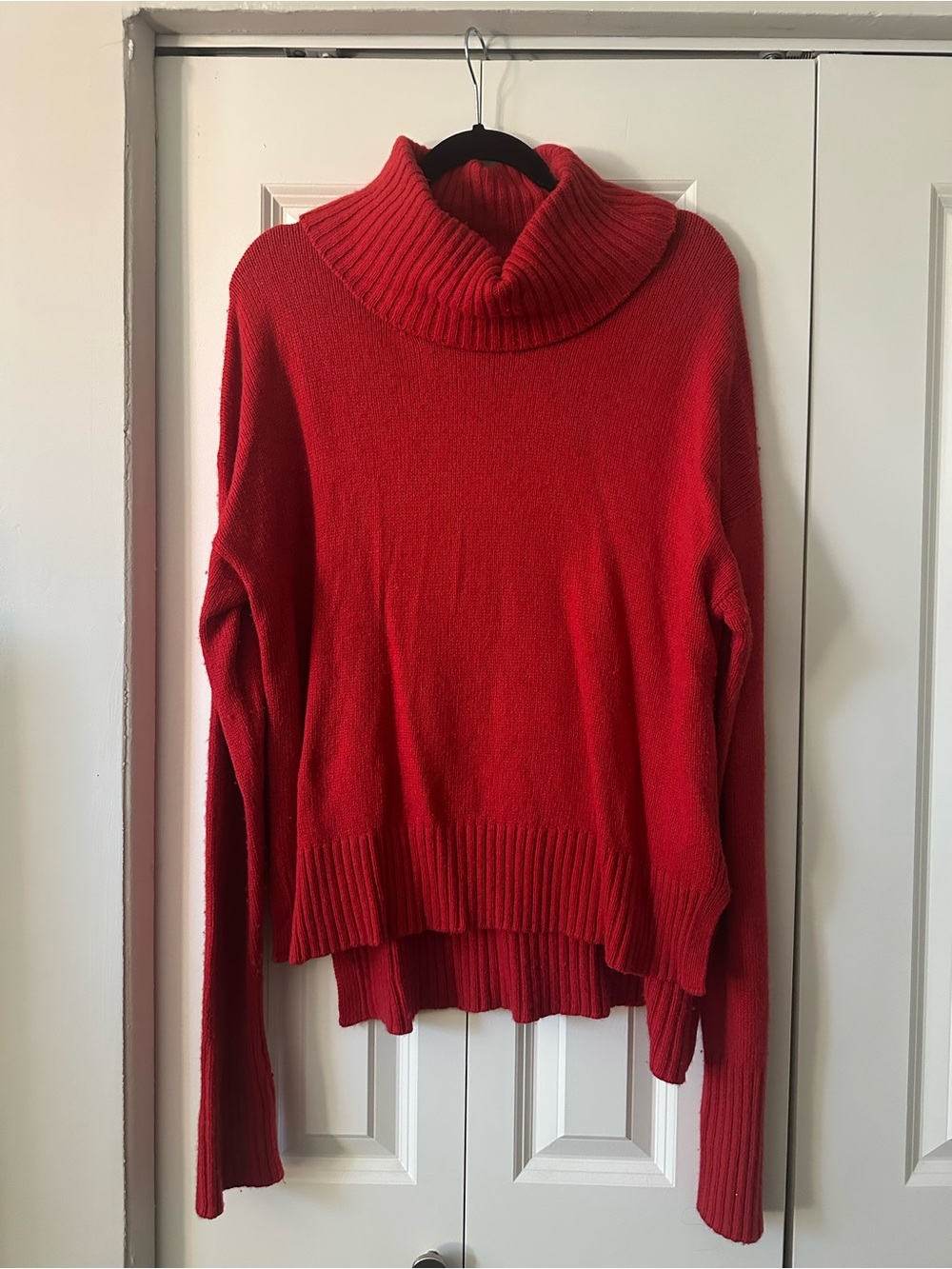 Anthropologie Red Cozy Funnel Neck Sweater